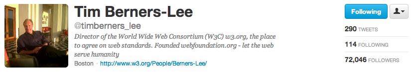TimBerners-lee Twitter Follow Tim Berners-Lee